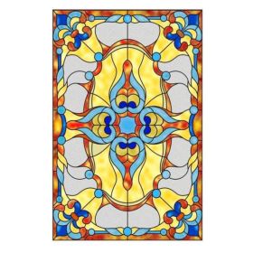 Decorative Static Window Film European Style Stained Glass Window Film No Glue Privacy Window Film,15x47 inch