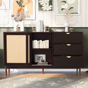 U_Style Featured Two-door Storage Cabinet with Three Drawers and Metal Handles , Suitable for Corridors, Entrances, Living rooms, and Study