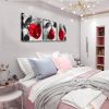 Rose Flower on Black White Canvas For Home Wall Art Decor;  3 Panels Modern Romantic Floral Framed Bedroom Decoration
