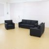 Black Linen 3-Piece Living Room Sofa Set