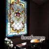 Blue Static Window Film European Style Stained Glass Window Film No Glue Privacy Window Film,15x47 inch