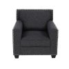 Black Linen 3-Piece Living Room Sofa Set