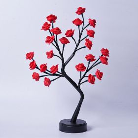 Table Lamp Flower Tree Rose Lamps Fairy Desk Night Lights USB Operated Gifts For Wedding Valentine Christmas Decoration (Option: Red Rose-Usb Plug In)