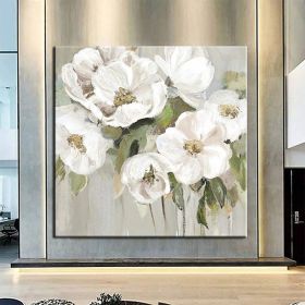 Hand Painted Oil Painting Wall Art Flower Modern Abstract Living Room Hallway Bedroom Luxurious Decorative Painting (size: 80x80cm)