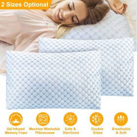 Cooling Memory Foam Pillow Ventilated Soft Bed Pillow w/ Cooling Gel Infused Memory Foam 2Pcs Queen Size (size: 2Pcs_Queen)